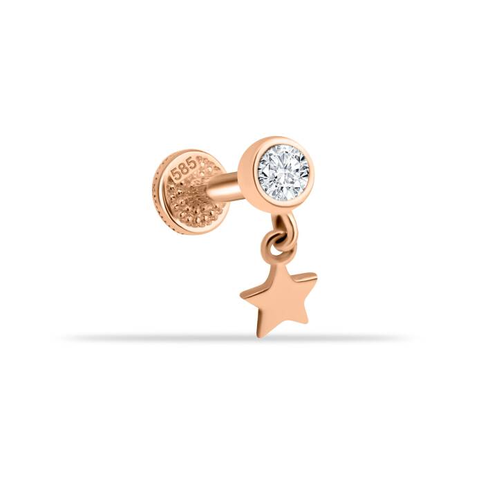 Taşlı Yıldız Sallantılı Minimal Tragus Piercing - 1