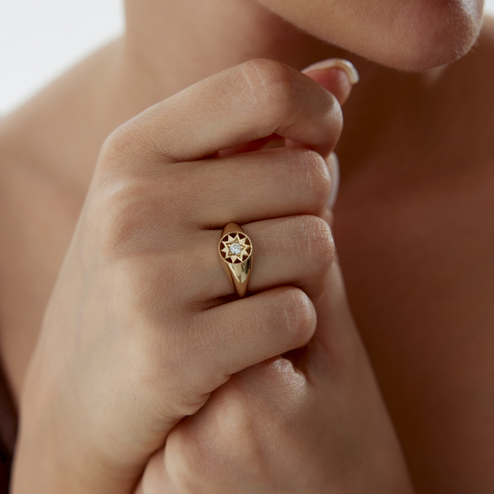 Taşlı Yıldız Şovalye Yüzük - Rayna