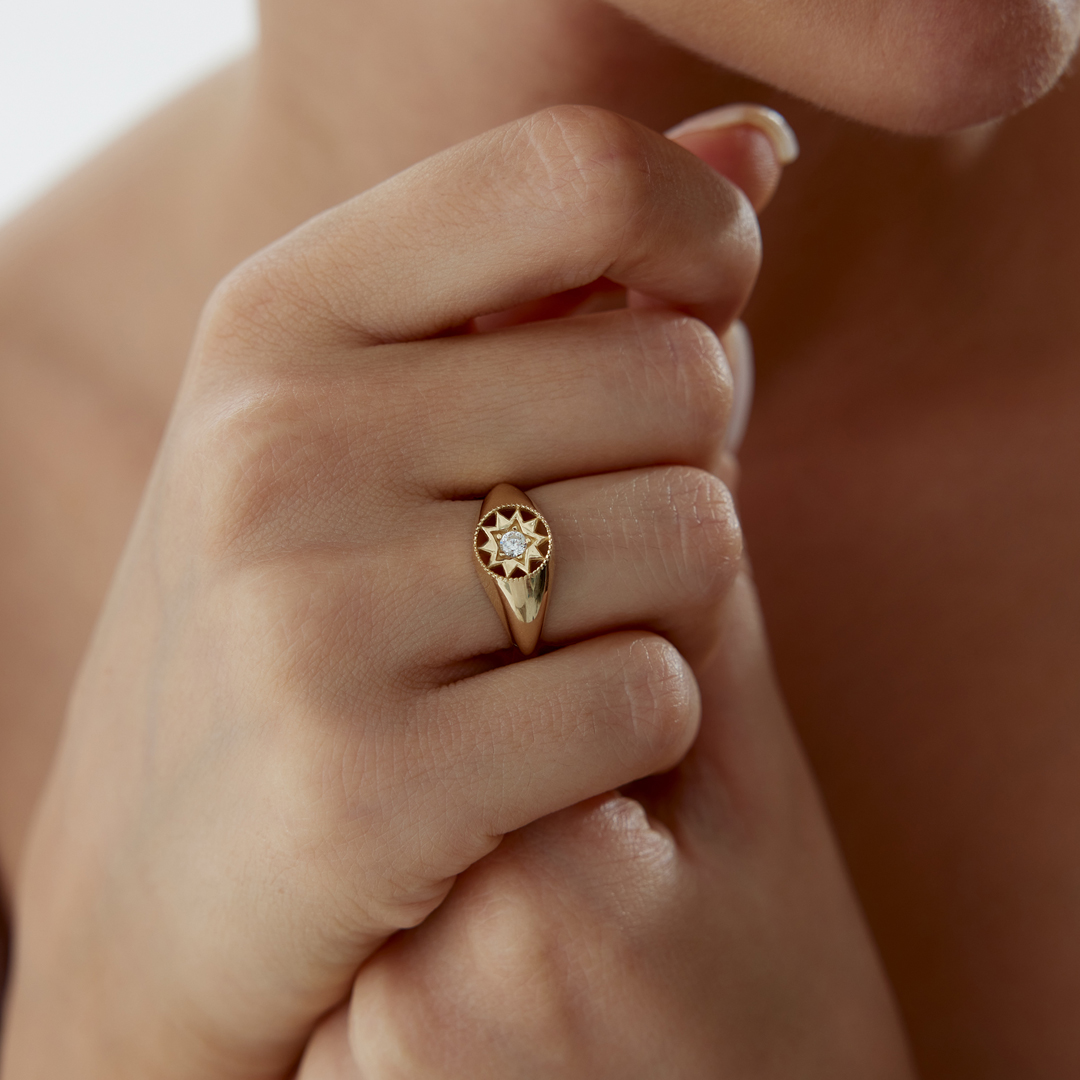 Taşlı Yıldız Şovalye Yüzük - 1