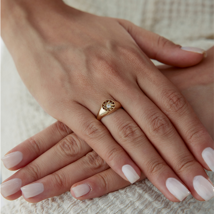 Taşlı Yıldız Şovalye Yüzük - Rayna (1)