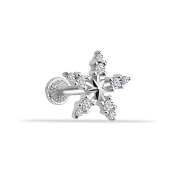 Taşlı Yıldız ve Çiçek Motifli Minimal Tragus Piercing - 2