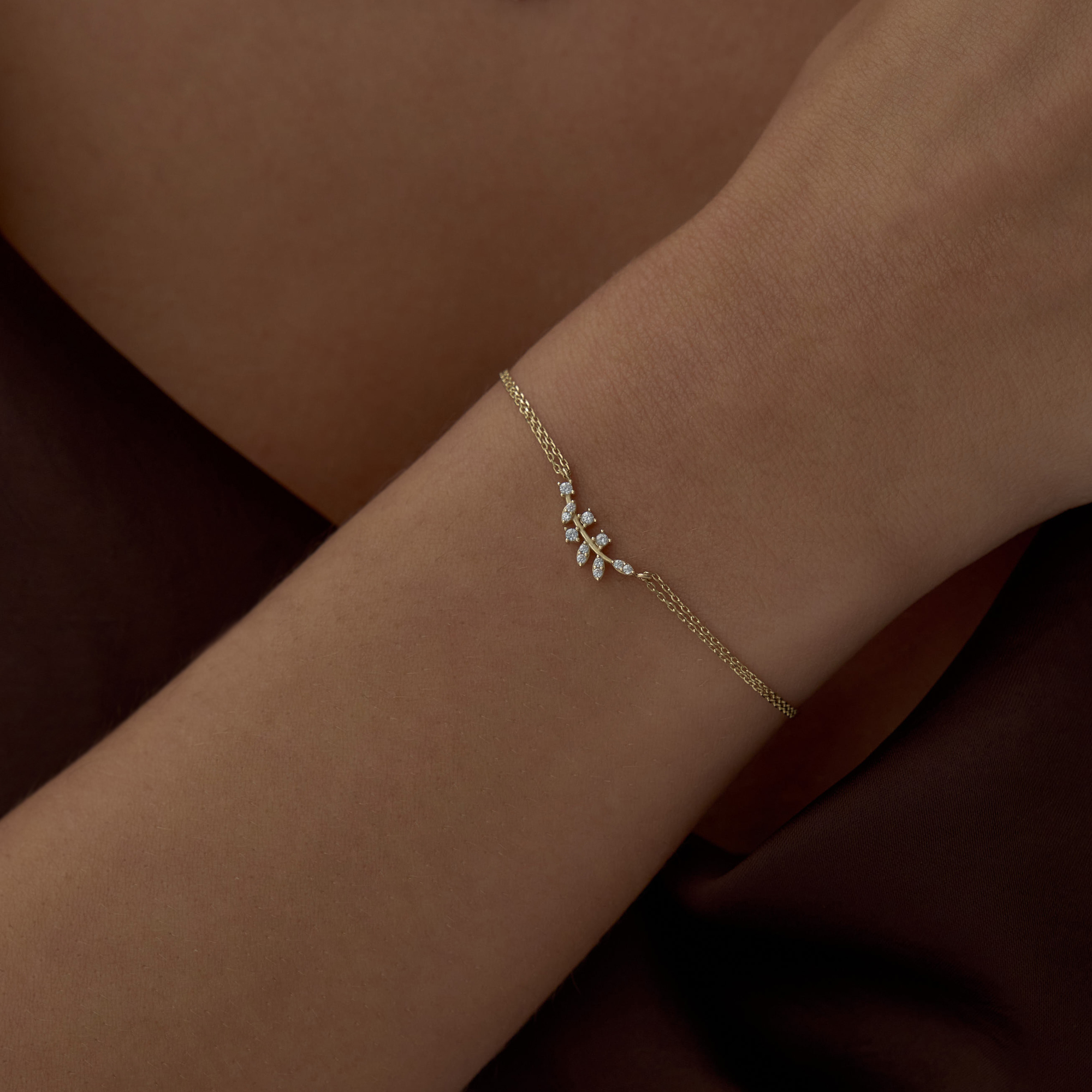 Taşlı Zeytin Dalı Bileklik - 1