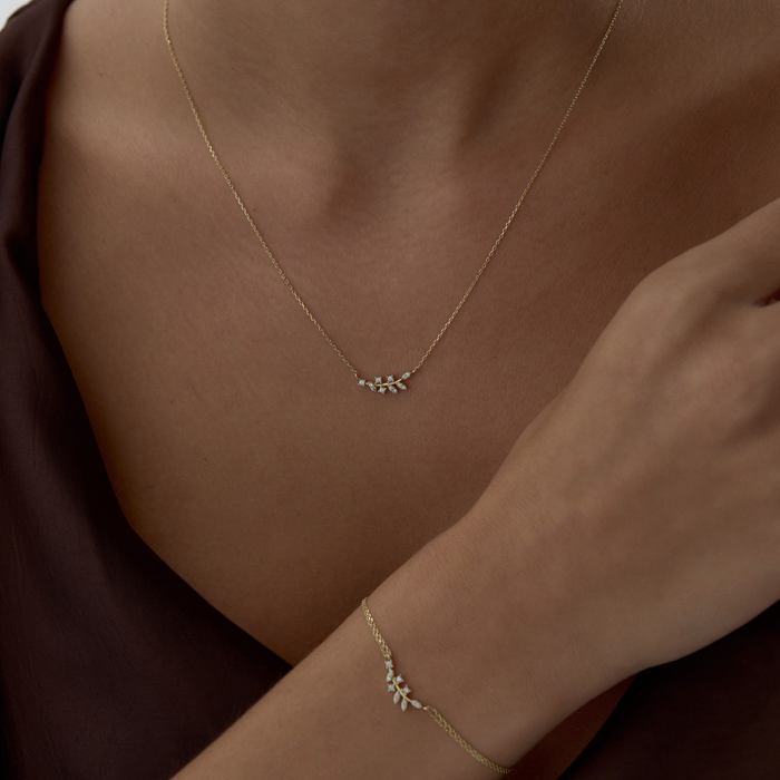 Taşlı Zeytin Dalı Kolye - 3