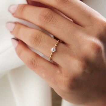 Taşlı Zincir Model Yüzük - Alen