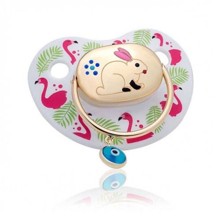 Tavşan Figürlü Altın Bebek Emzik - 1