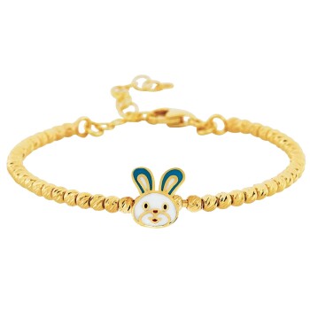 Tavşan Figürlü Doricalı 14 Ayar Altın Çocuk Bileklik - Melike