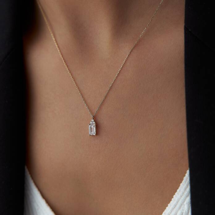 Tek Baget Taşlı Kolye - 1