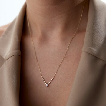 Tek Bagetli V Kolye - Rayna (1)