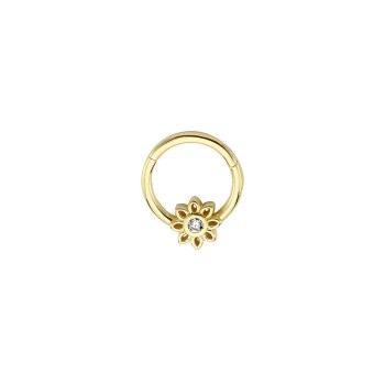 Tek Taş Çiçek Motifli Helix Piercing - Dianora