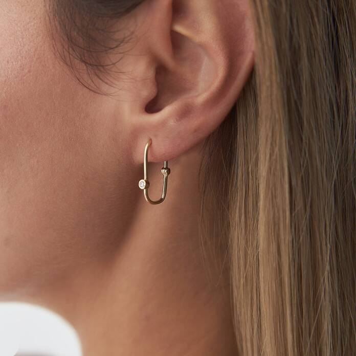 Tek Taşlı Ataç Küpe - 1