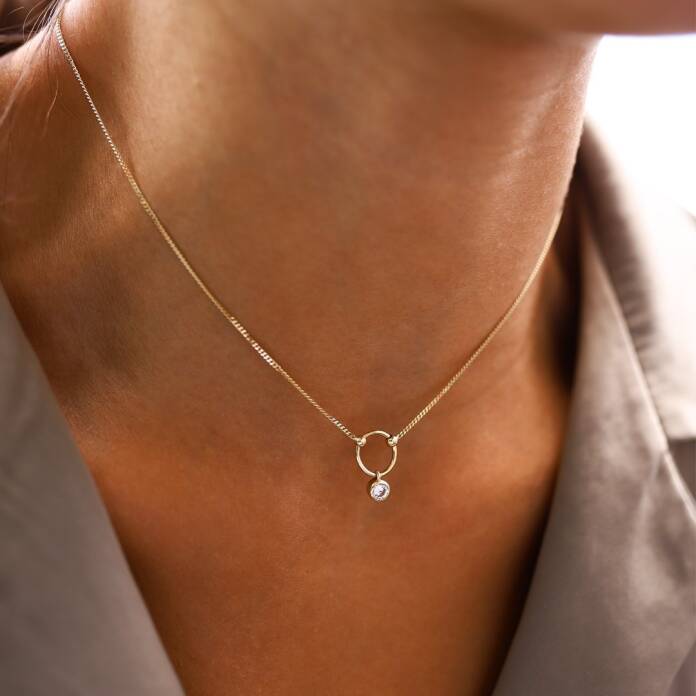 Tek Taşlı Choker Kolye - 1