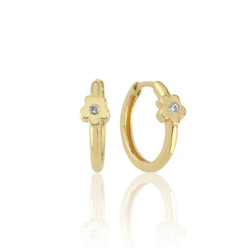 Tek Taşlı Çiçek Halka Çocuk Küpesi - Melike