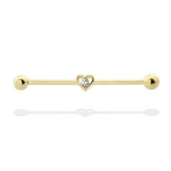 Tek Taşlı Kalp Motifli Köprü Piercing - Dianora