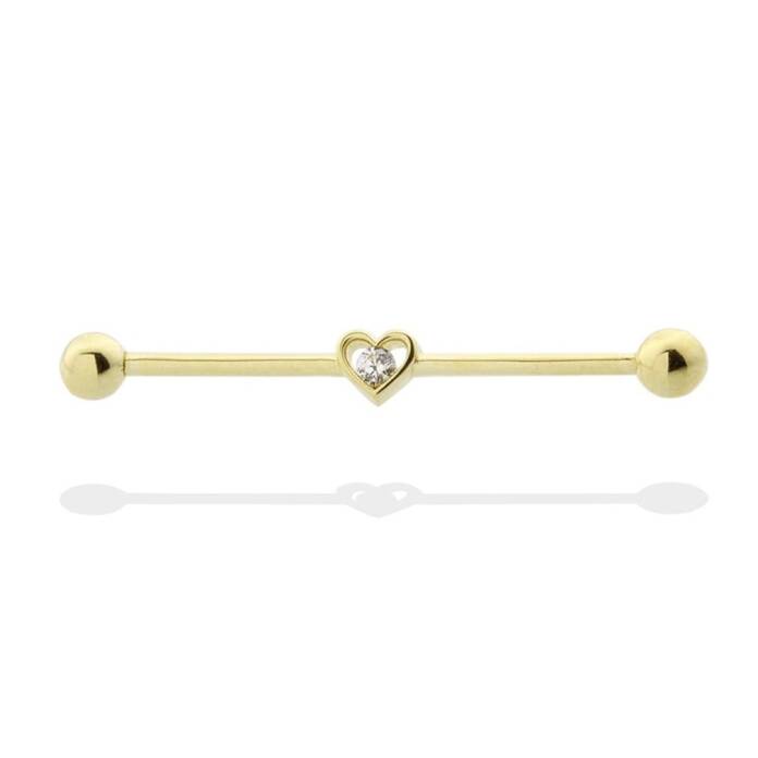 Tek Taşlı Kalp Motifli Köprü Piercing - 1