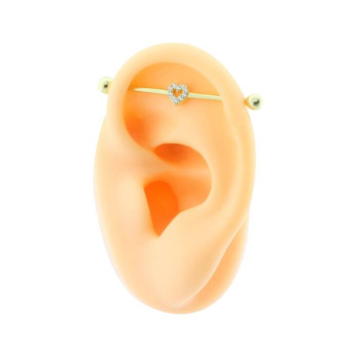 Tek Taşlı Kalp Motifli Köprü Piercing - 2
