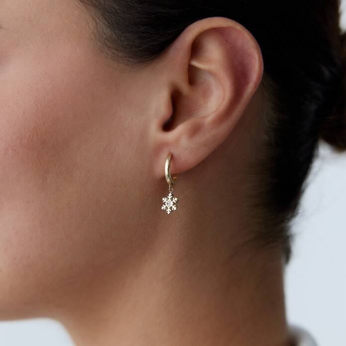 Tek Taşlı Kar Tanesi Sallantılı Küpe - 1