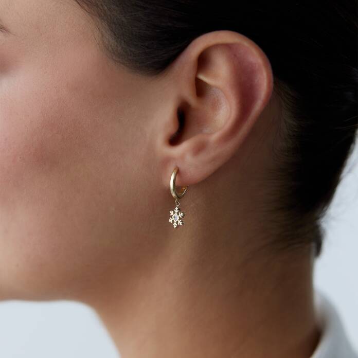 Tek Taşlı Kar Tanesi Sallantılı Küpe - 2