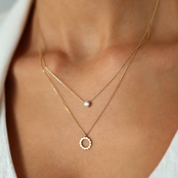 Tektaş Çelenk İkili Kolye - 1