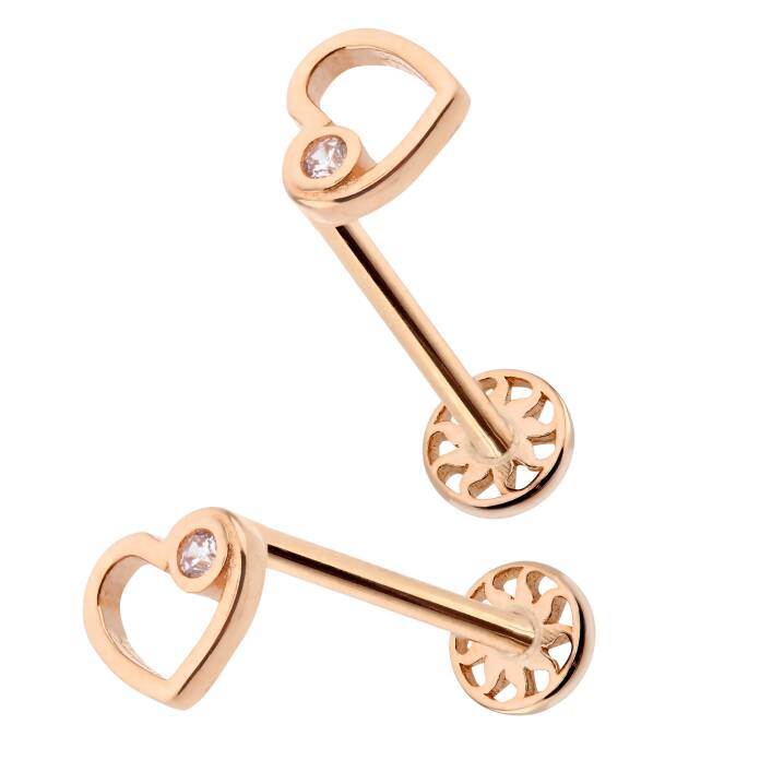 Tektaş Detaylı Kalp Tragus Piercing - 3