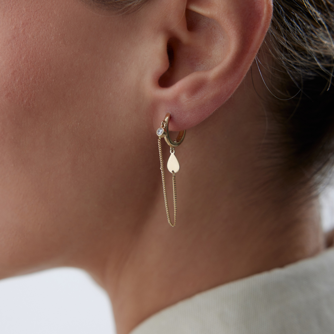 Tektaş Kalp Sallantılı Küpe - 1