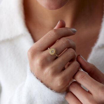 Tektaş Plaka Yıldız Yüzük - Rayna