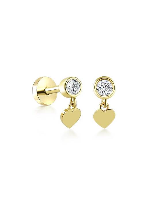 Tektaş Ucunda Kalp Tragus Piercing - 2