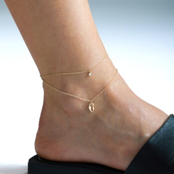 Tektaş ve Deniz Kabuğu İkili Halhal - Rayna