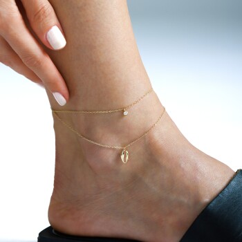 Tektaş ve Deniz Kabuğu İkili Halhal - Rayna (1)