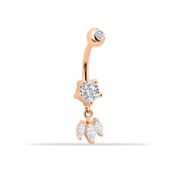 Tektaşlı Baget Taş Sallantılı Göbek Piercing - Dianora