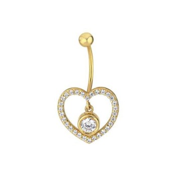 Tektaşlı Kalp Göbek Piercing - Alen