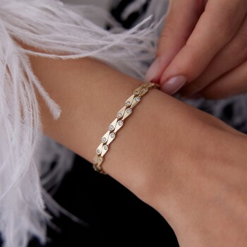 Ters Düz Taşlı Damla Bileklik - Özer