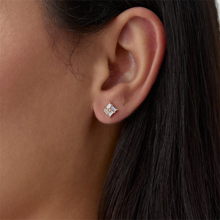 Tetra Dikdörtgen Taşlı Küpe - Rayna