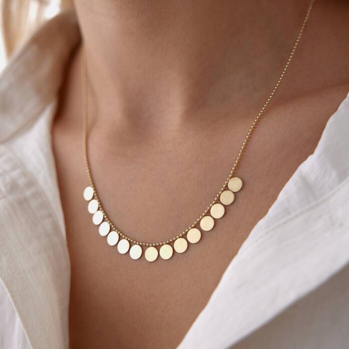 Tırnak Makası Yuvarlak Pullu Kolye - 1