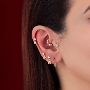 Tırnaklı Taşlı Star Tragus Piercing - Dianora (1)