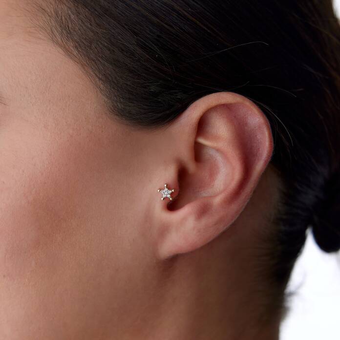 Top Detaylı Taşlı Büyük Yıldız Tragus Piercing - 2