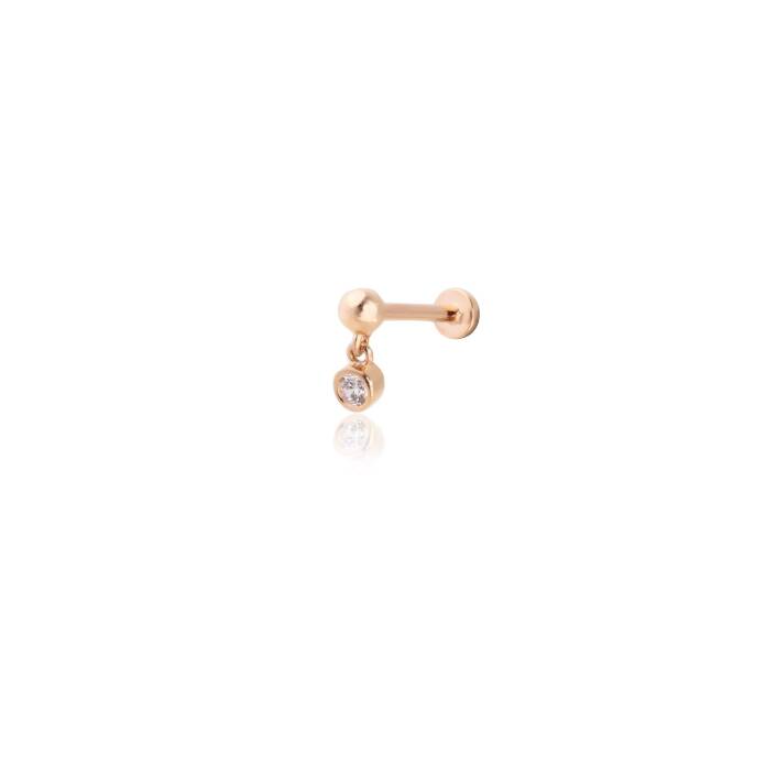 Top Ucunda Sallantılı Tek Taş Tragus Piercing - 1