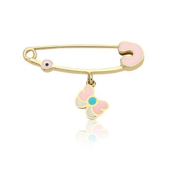 Toz Pembe Fiyonklu Bebek İğnesi - Melike