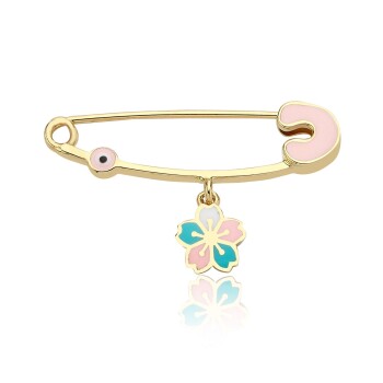 Toz Pembesi Çiçekli Bebek İğnesi - Melike