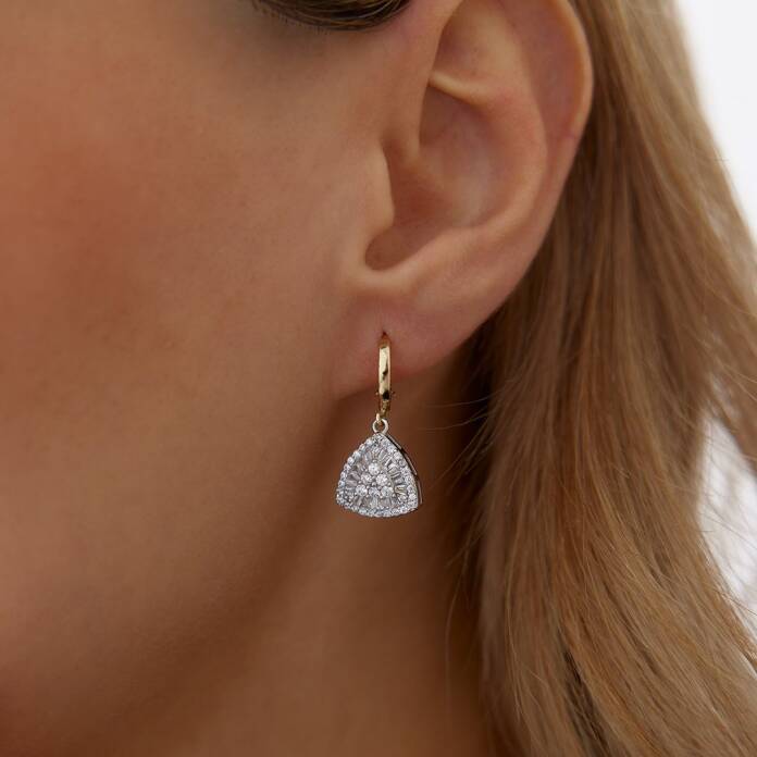 Trapez Baget Halka Sallantılı Küpe - 2