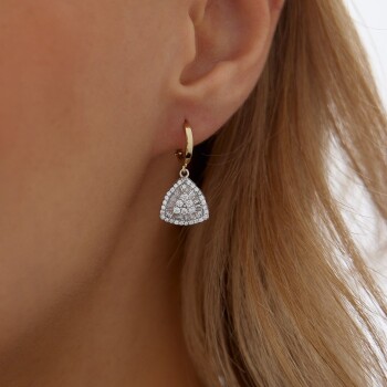 Trapez Baget Halka Sallantılı Küpe - 3