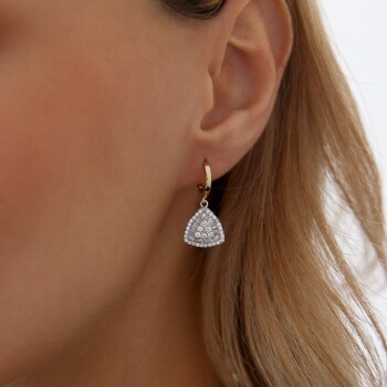 Trapez Baget Halka Sallantılı Küpe - 4