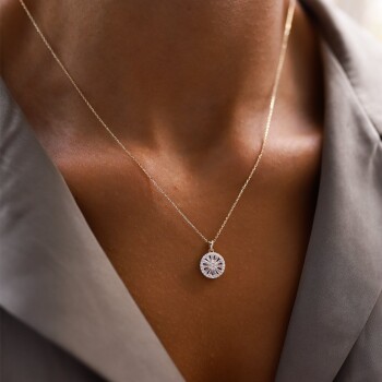 Trapez Baget Taşlı Kolye - Rayna