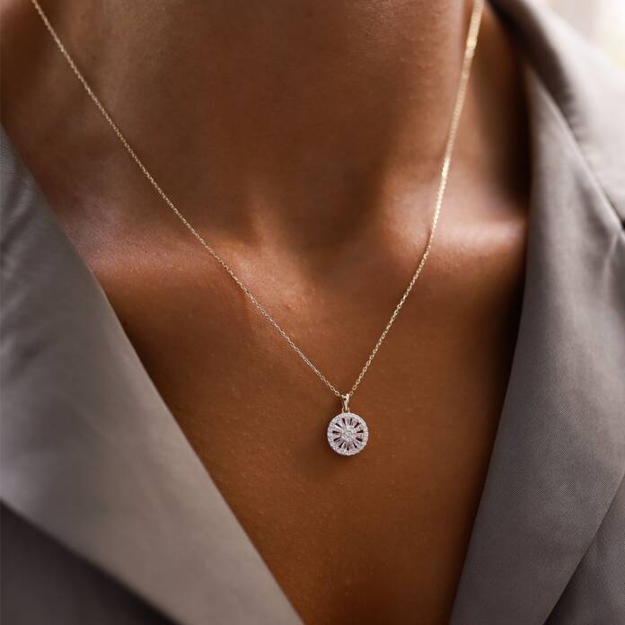 Trapez Baget Taşlı Kolye - 1