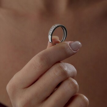 Tri Rows Süzme Yarımtur Yüzük - Özçelik (1)