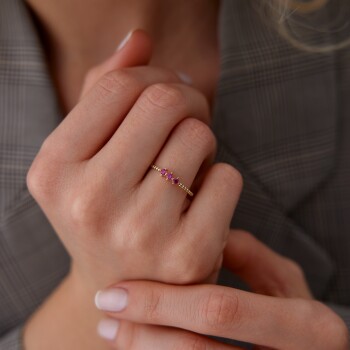 Tria Fuşya Taşlı Yüzük - Gökhan Bera