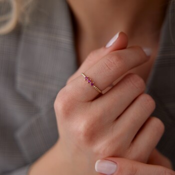 Tria Fuşya Taşlı Yüzük - 2