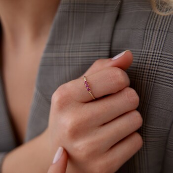 Tria Fuşya Taşlı Yüzük - 3