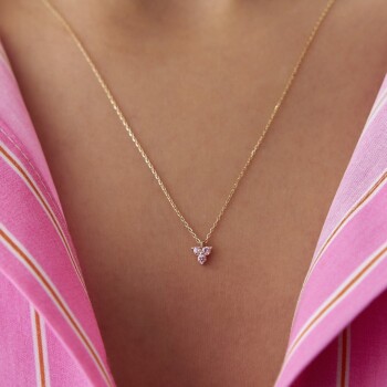 Tria Pembe Minimal Kolye - Rayna