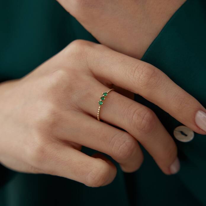 Tria Yeşil Taşlı Yüzük - 1