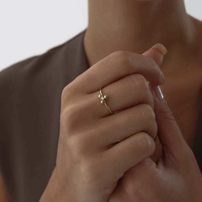 Trio Ball Mini Tektaş Yüzük - MİST